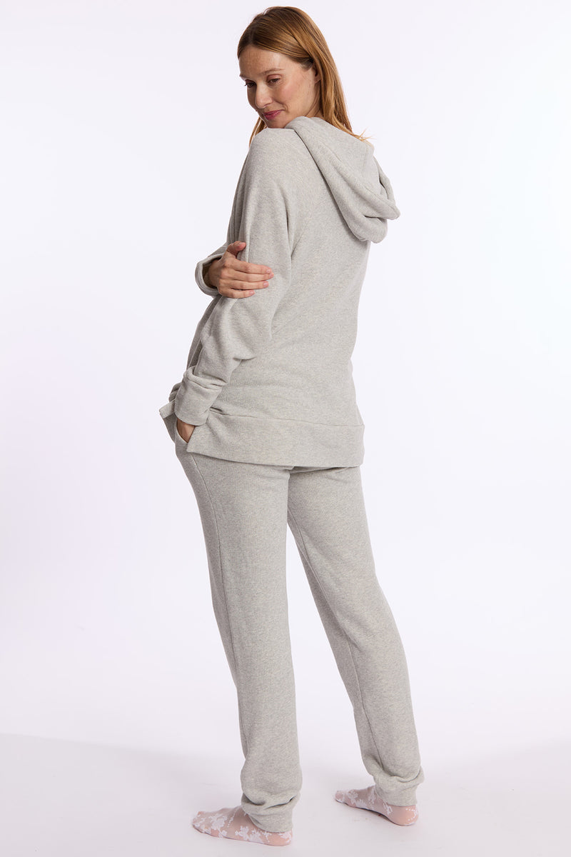 BILLIE | Felpa Premaman e Allattamento Grigia con Cappuccio