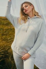 Felpa Premaman e Allattamento Grigia con Cappuccio | BILLIE