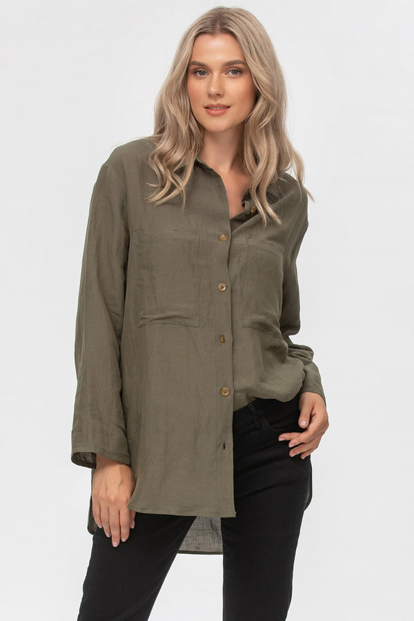 LISA | Green Oversized Maternity Shirt