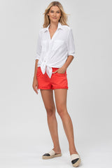 RED BONNIE MINI SHORTS | Cotton Maternity Shorts