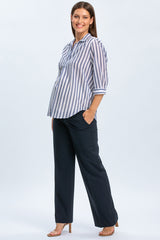 CRISTIAN | Pantaloni Premaman Blu Scuro a Gamba Larga