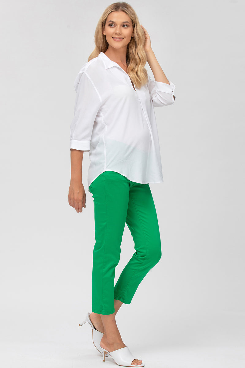 CAPRI VERDE | Pantaloni Premaman in Cotone Elasticizzato