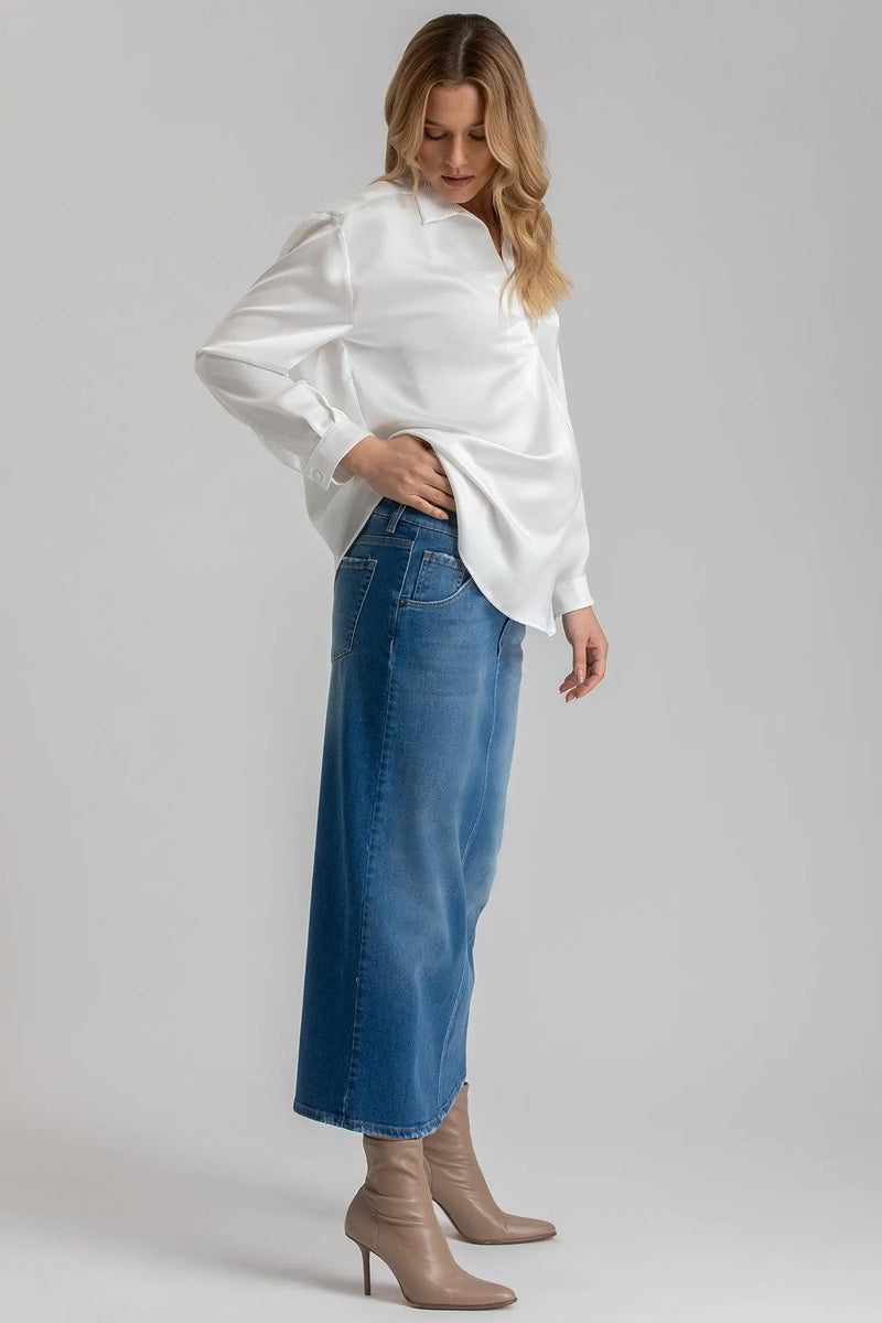 EMILY | Maxi Gonna Premaman in Denim - Pietro Brunelli