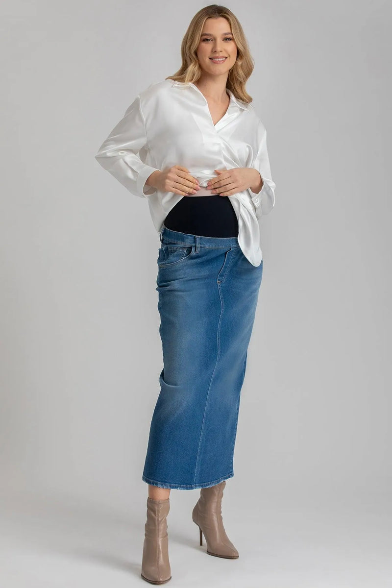 EMILY | Maxi Gonna Premaman in Denim - Pietro Brunelli