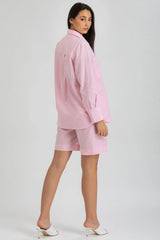 DAFNE | Pink Linen Shirt with Front Pockets 