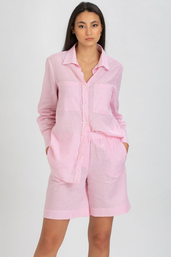 JANE SHORTS | Pantaloncini in Lino Rosa