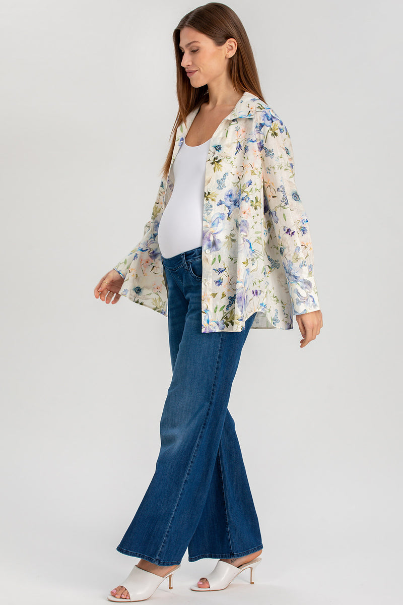 JANE QA44 | Oversized Printed Shirt with Cuff Buttons