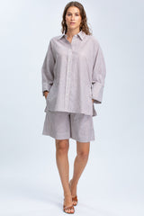 VULCANO SHORTS | Brown Striped Linen Shorts