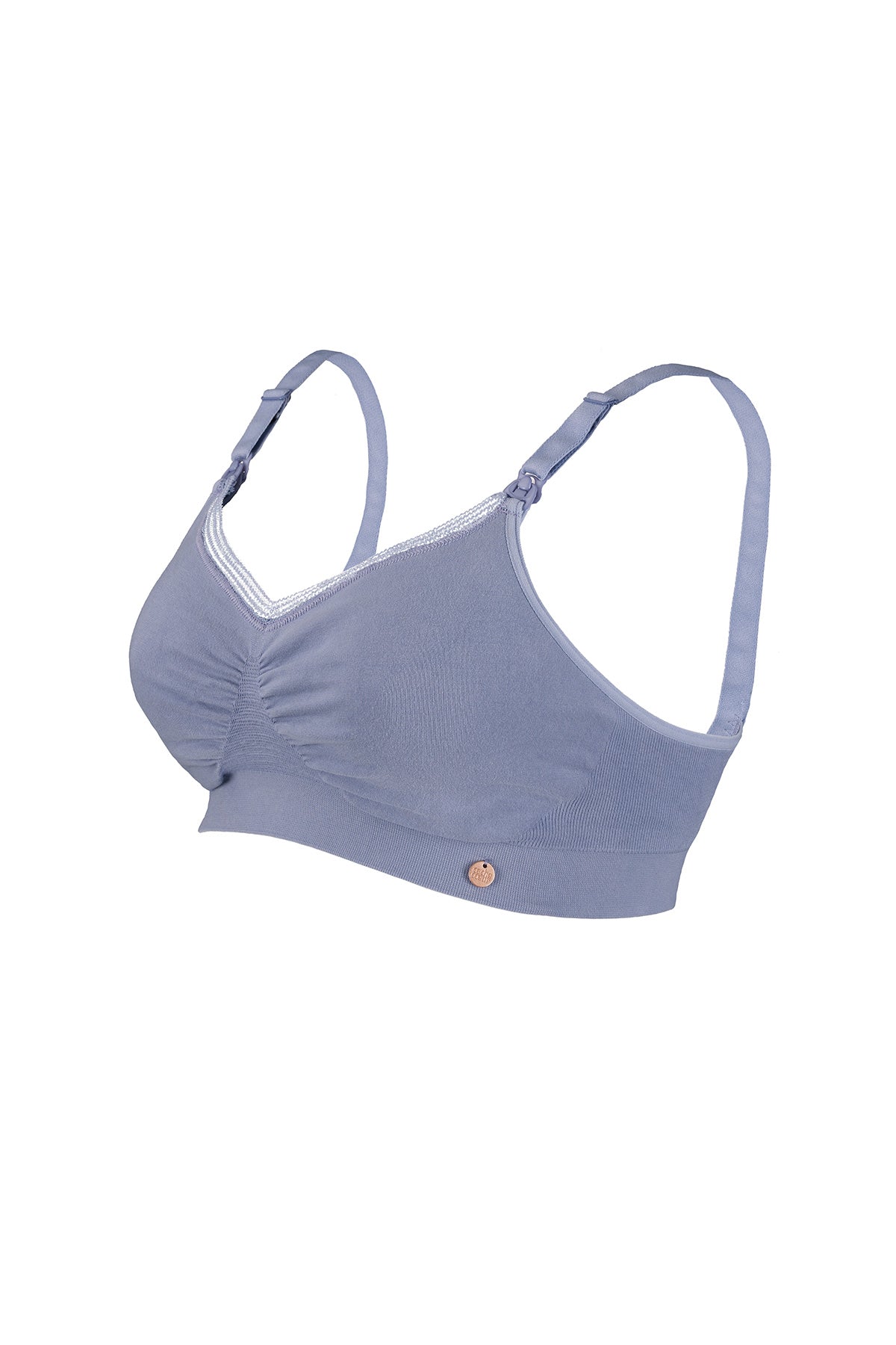 Reggiseno premaman blu lavanda con coppe morbide e spalline regolabili, abbigliamento premaman