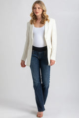 ELIANA | Maternity Blazer in White Striped Linen