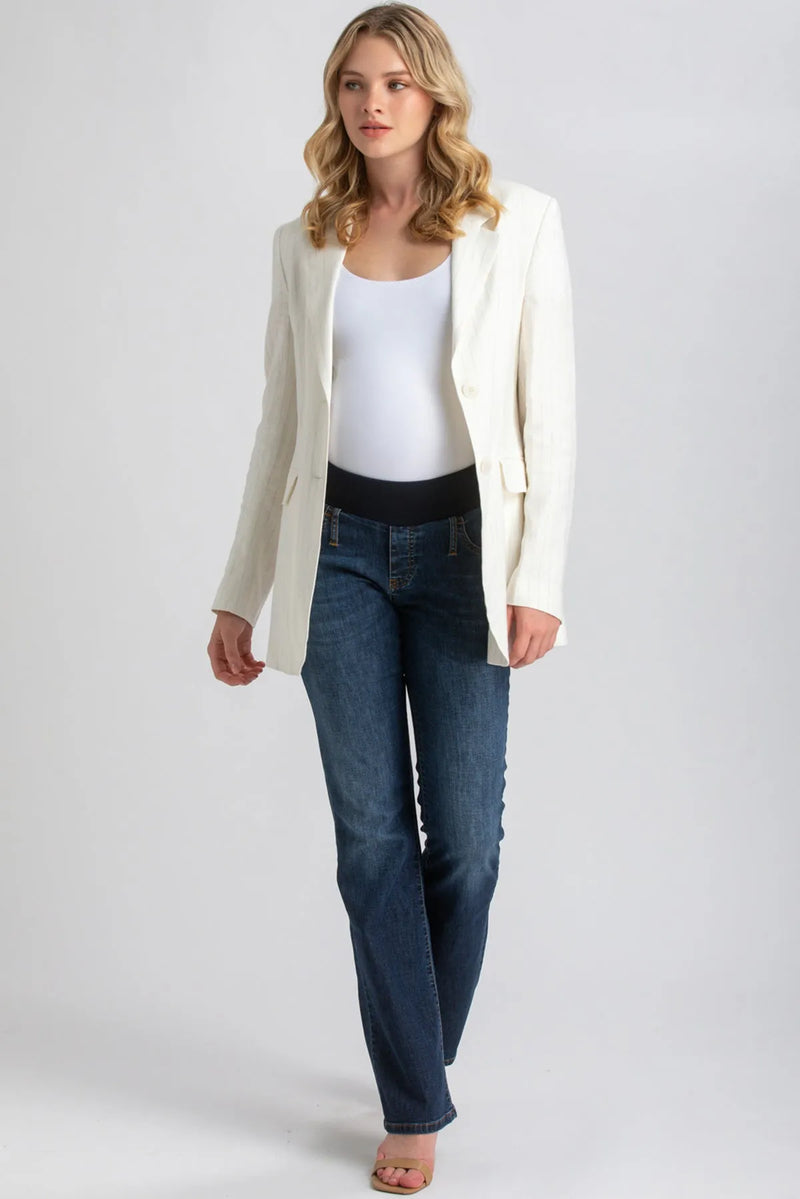 ELIANA | Maternity Blazer in White Striped Linen