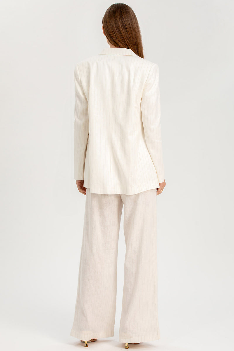 ELIANA | Maternity Blazer in White Striped Linen