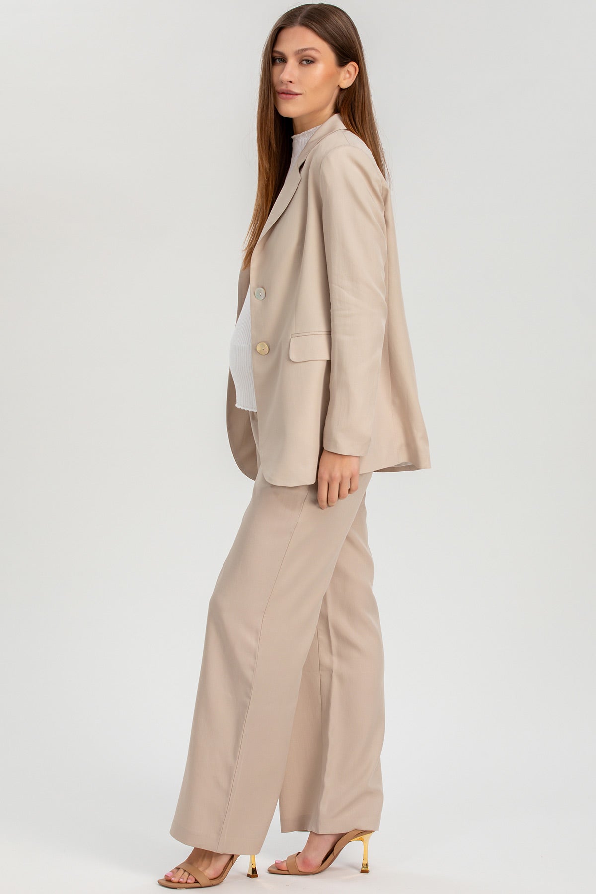 ELIANA | Ice Beige Maternity Blazer 