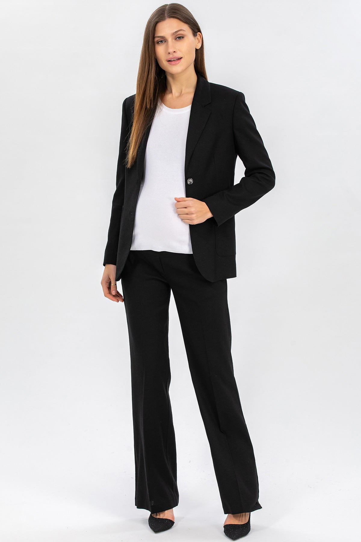 HARPER | Black Linen Maternity Blazer
