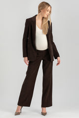DAMIAN | Brown Corduroy Straight-Leg Maternity Pants