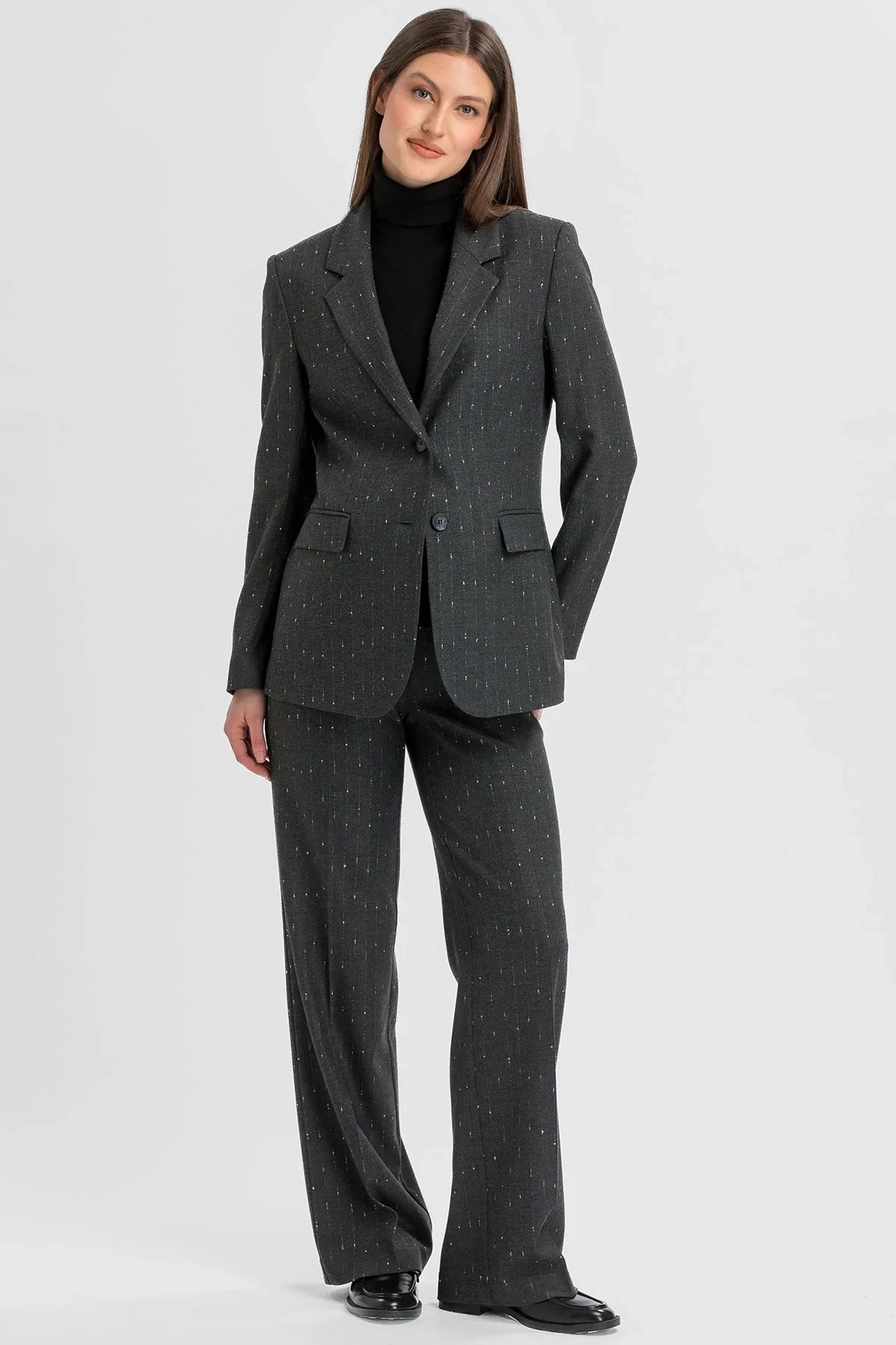 Completo premaman grigio antracite con giacca e pantaloni