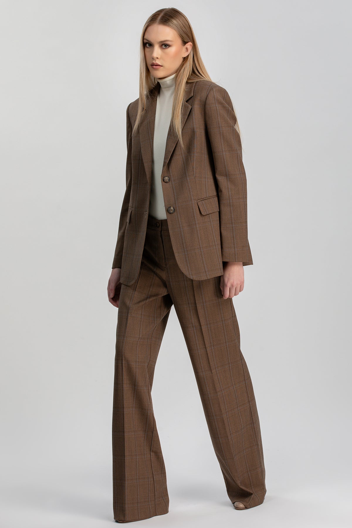 CHIARA | Giacca Marrone con Motivo Principe di Galles