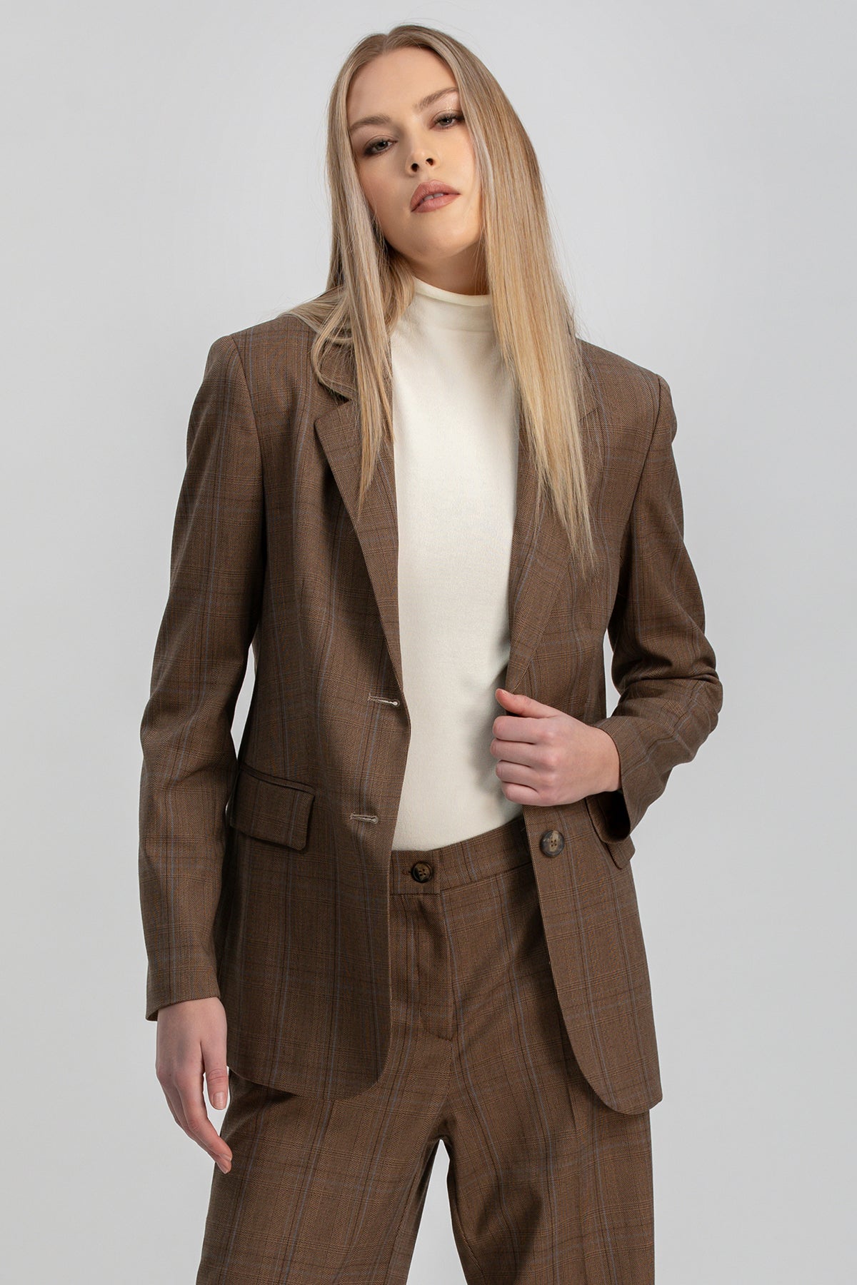 CHIARA | Giacca Marrone con Motivo Principe di Galles