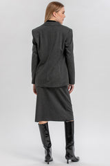 LAURA | Grey Maternity Jacket with Raw-Cut Edges