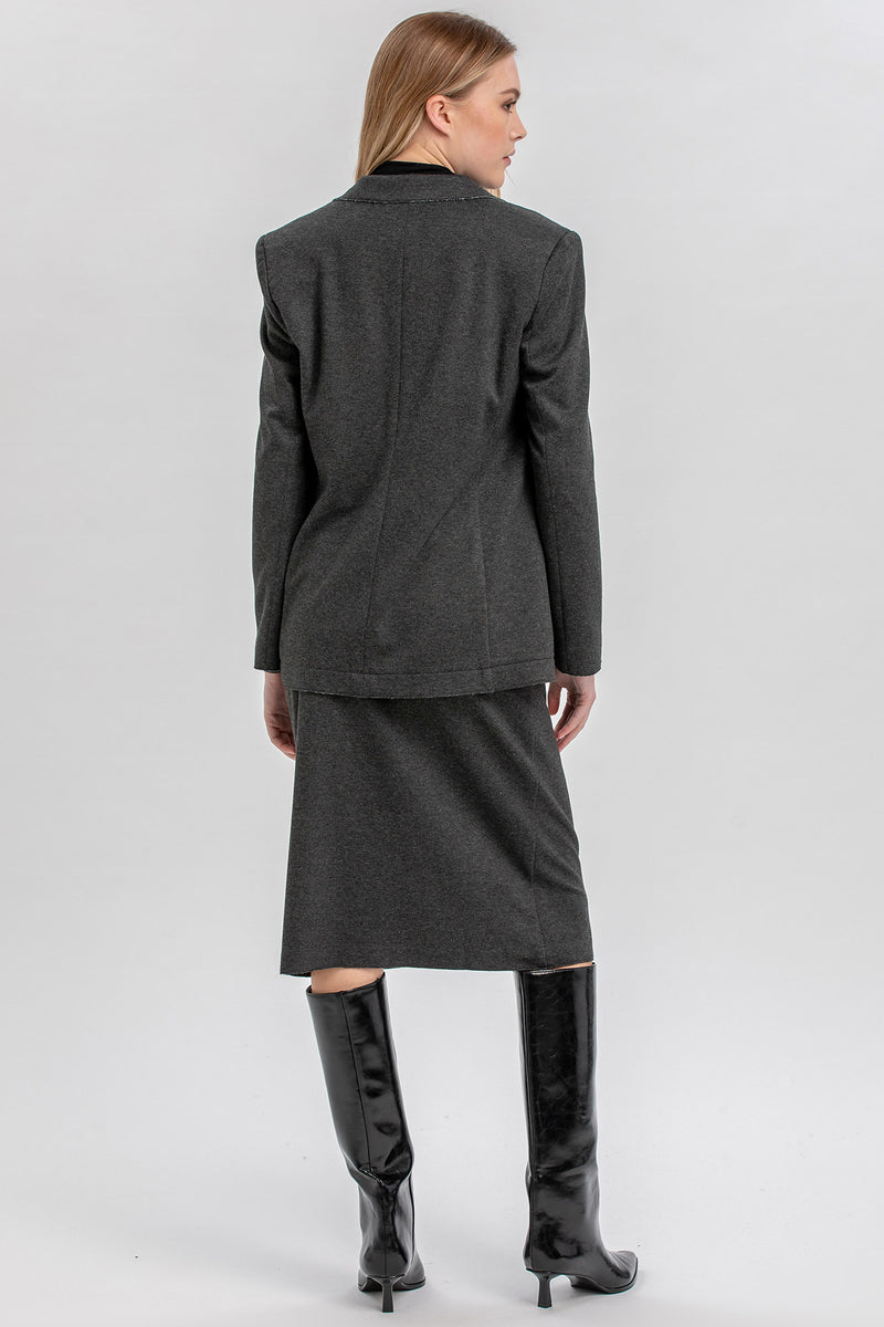 LAURA | Grey Maternity Jacket with Raw-Cut Edges