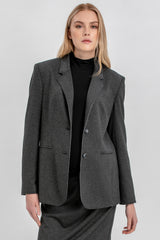 LAURA | Grey Maternity Jacket with Raw-Cut Edges
