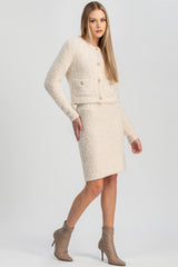 COURCHEVEL | White Bouclé Knit Skirt