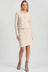 COURCHEVEL | White Bouclé Knit Skirt