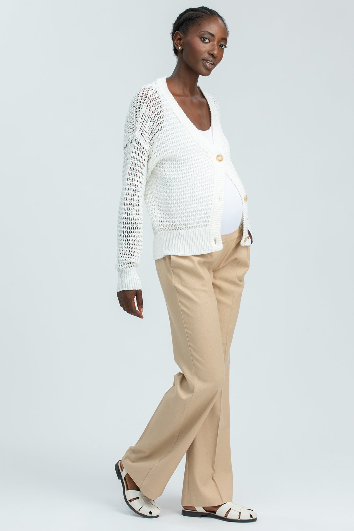 LAMPEDUSA | White Maternity Mesh Cardigan