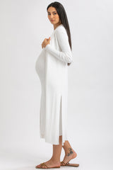 TULIP | Cardigan Premaman Bianco con Spacchi Laterali