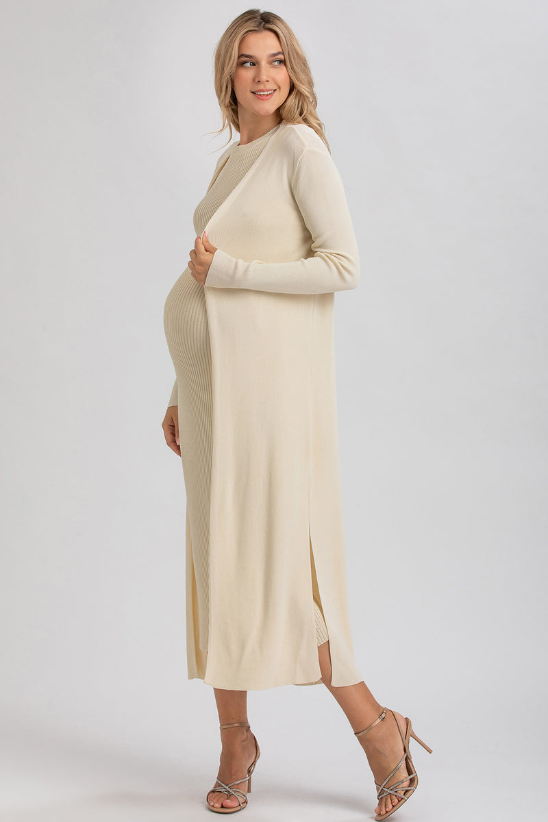 TULIP | Cardigan Premaman Panna con Spacchi Laterali