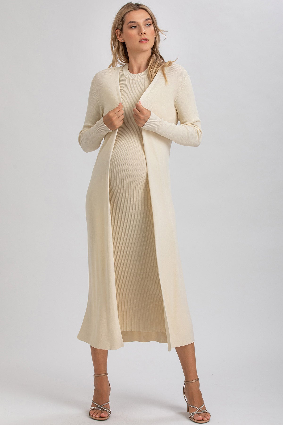 TULIP | Cardigan Premaman Panna con Spacchi Laterali
