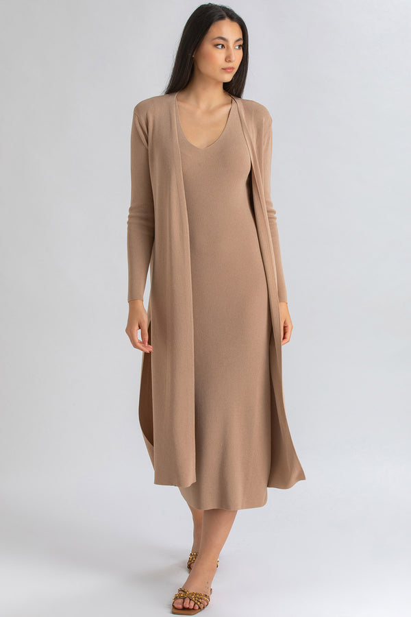TULIP | Cardigan Marrone con Spacchi Laterali