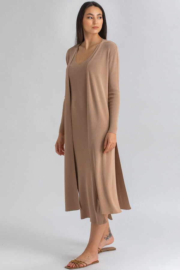 TULIP | Brown Cardigan with Side Slits