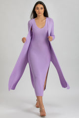TULIP | Maxi Cardigan Viola con Spacchi Laterali