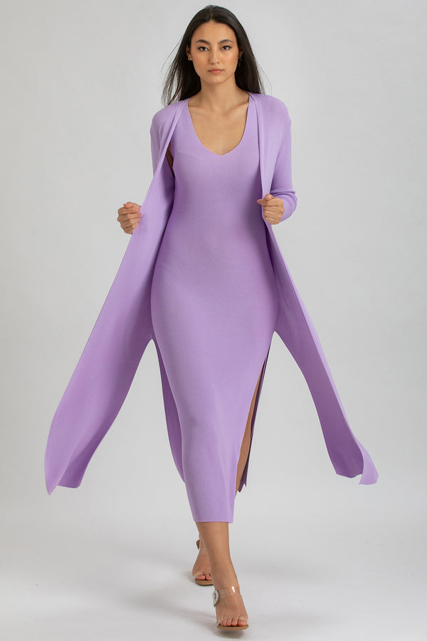 TULIP | Purple Cardigan with Side Slits