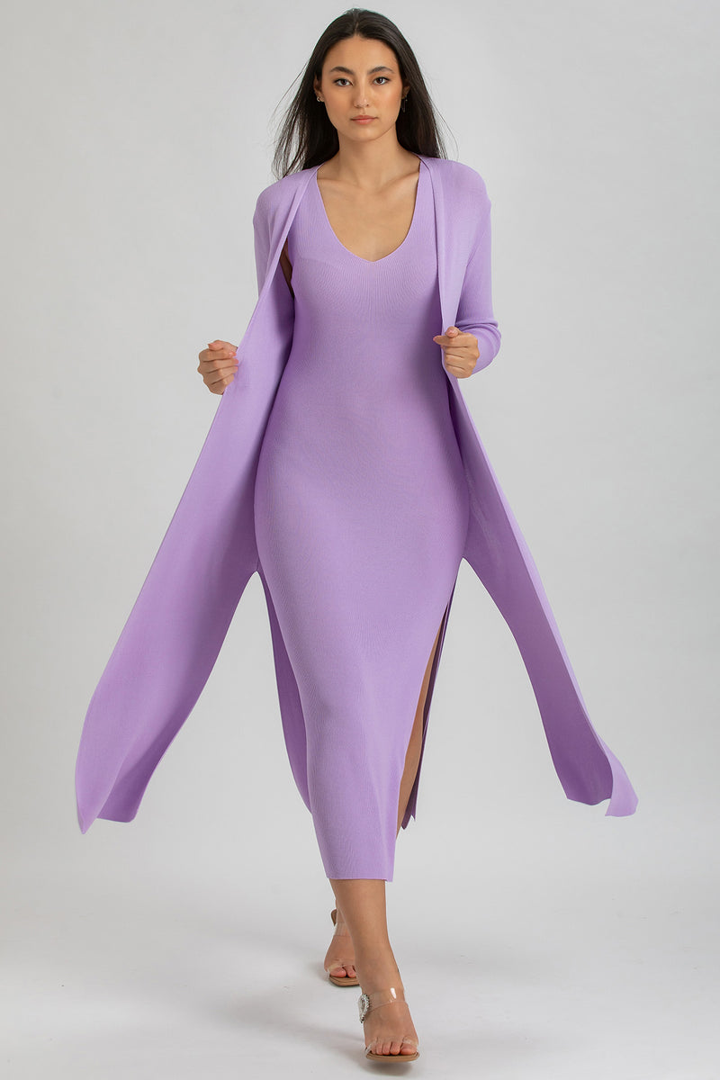 TULIP | Maxi Cardigan Viola con Spacchi Laterali