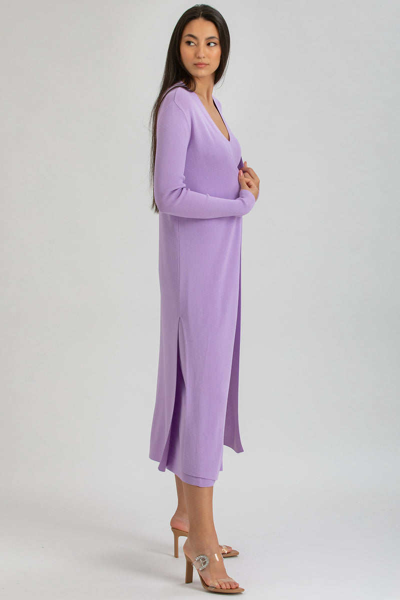 TULIP | Maxi Cardigan Viola con Spacchi Laterali