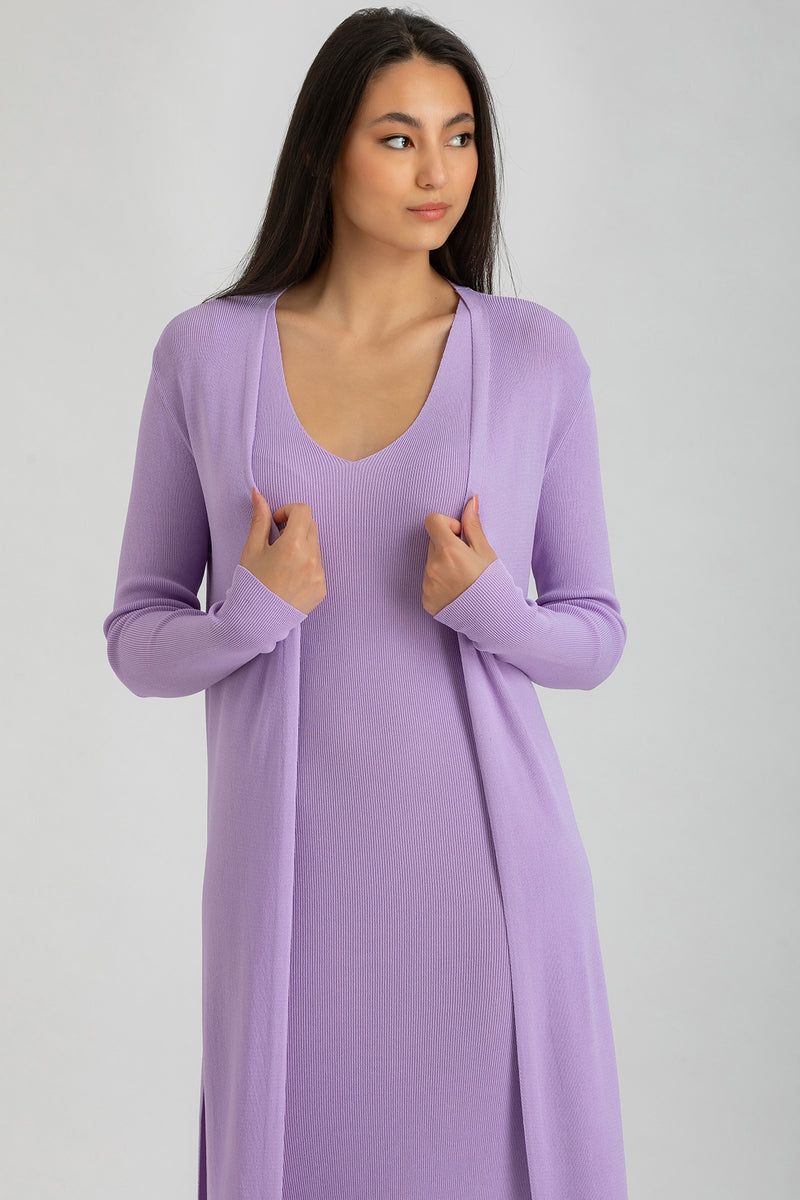 TULIP | Maxi Cardigan Viola con Spacchi Laterali