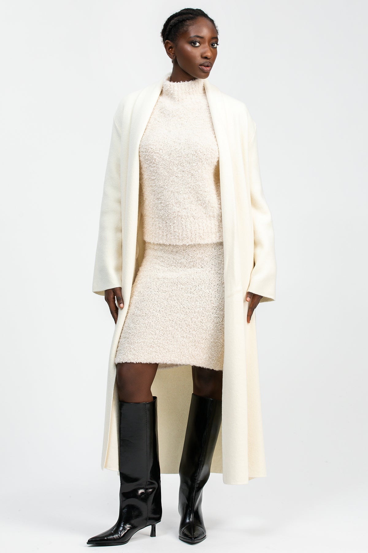 GSTAAD | Maxi Cardigan Bianco in Lana e Cachemire