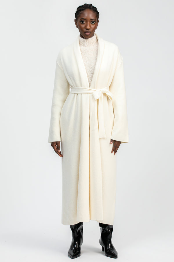 GSTAAD | Maxi Cardigan Bianco in Lana e Cachemire