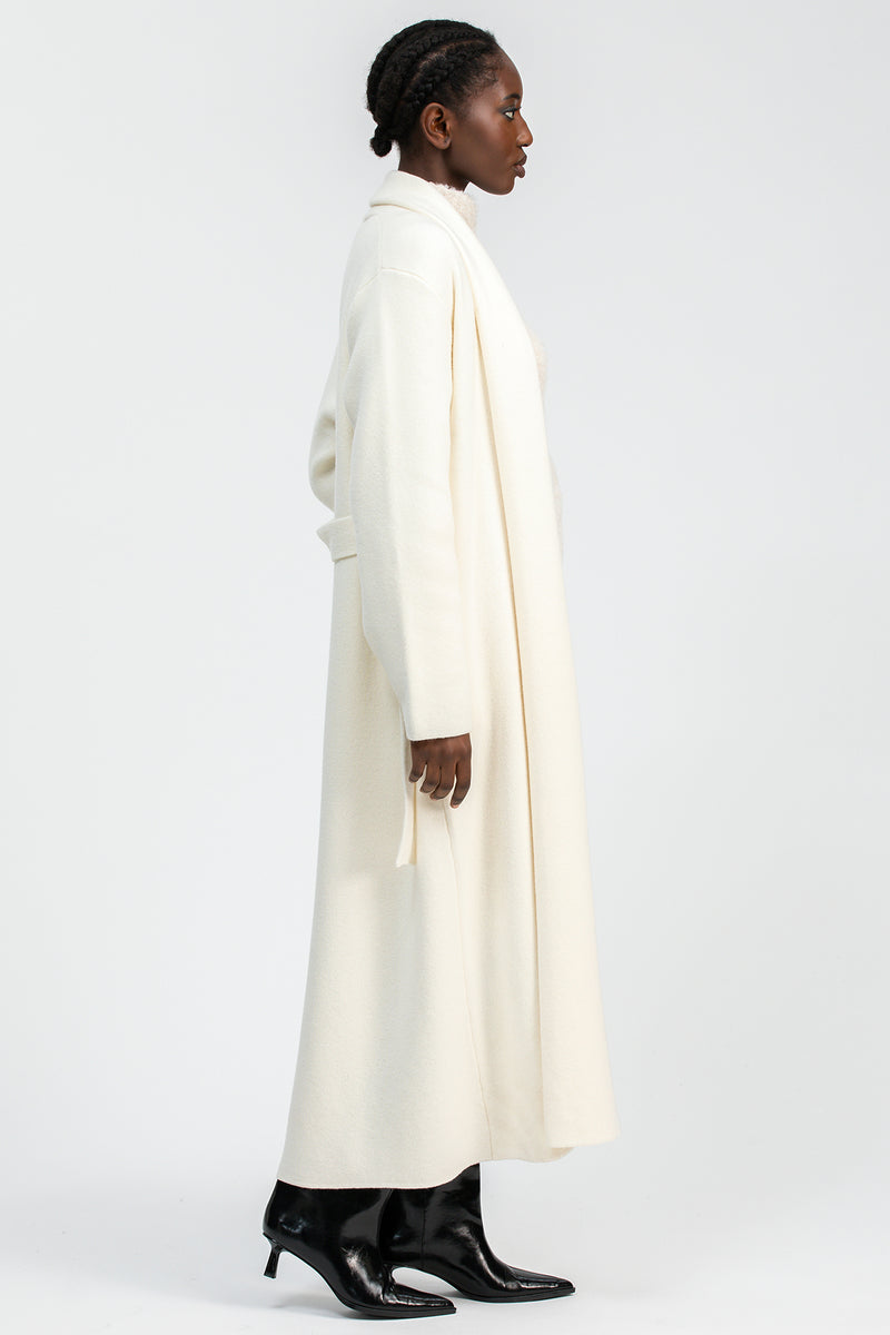 GSTAAD | Maxi Cardigan Bianco in Lana e Cachemire