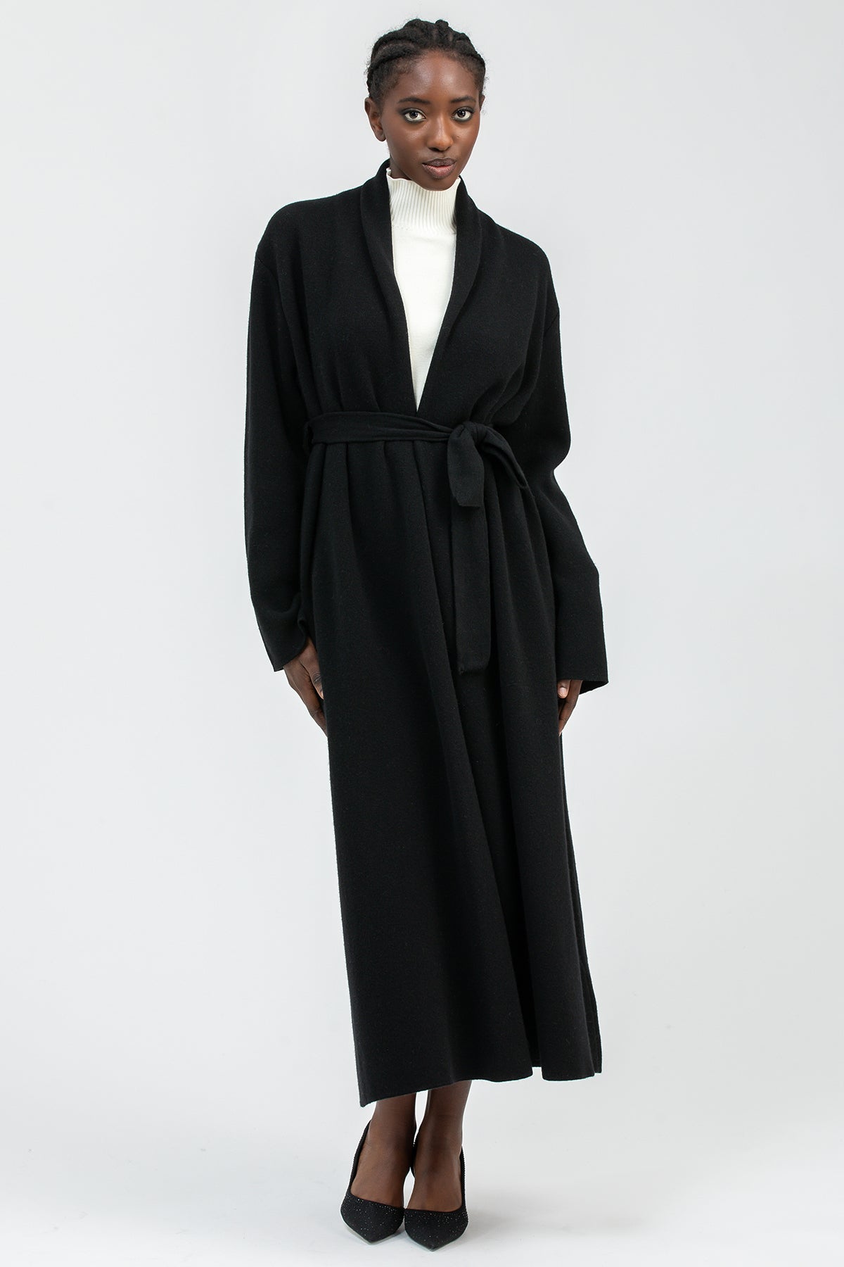 GSTAAD | Black Maxi Cardigan in Wool and Cashmere