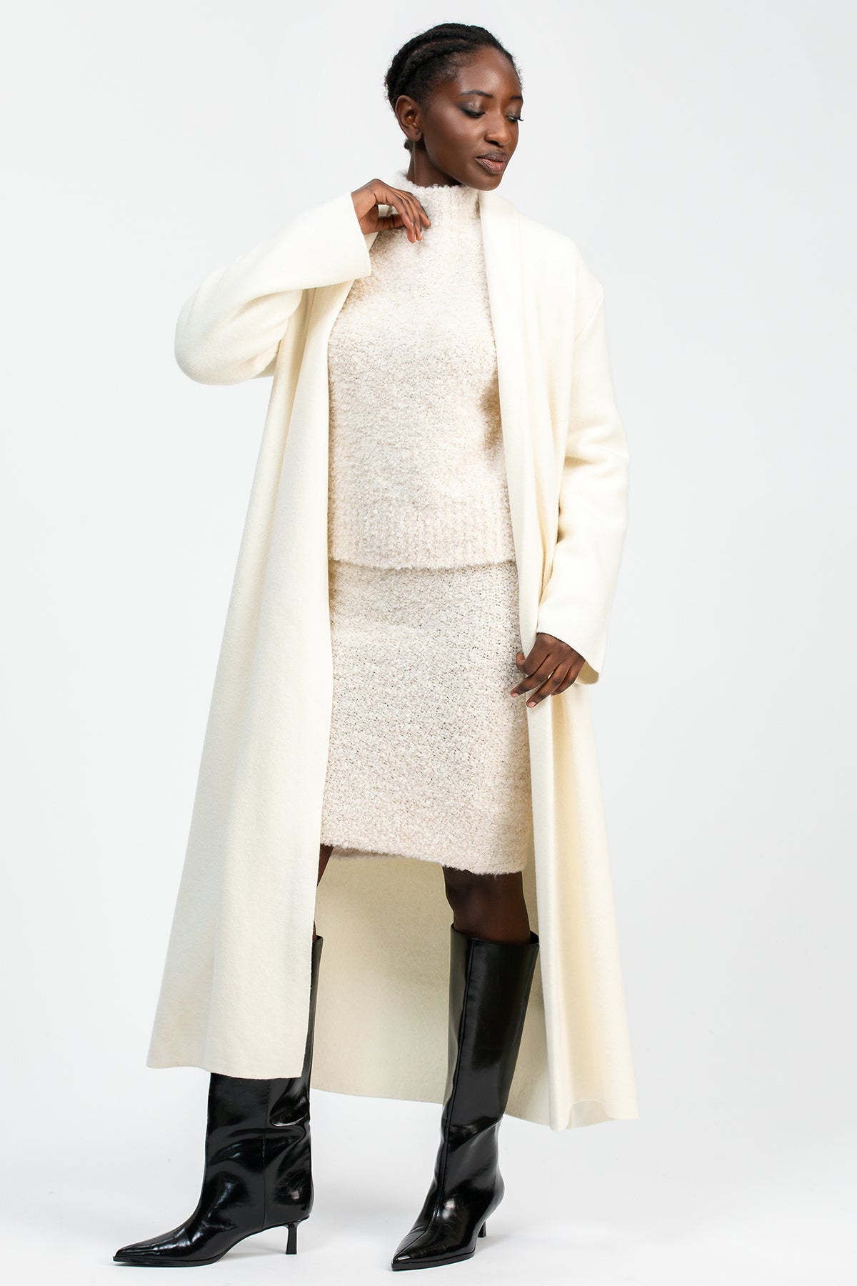 GSTAAD | Maxi Cardigan Bianco in Lana e Cachemire