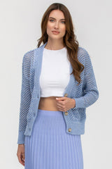 Cardigan Azzurro con Bottoni