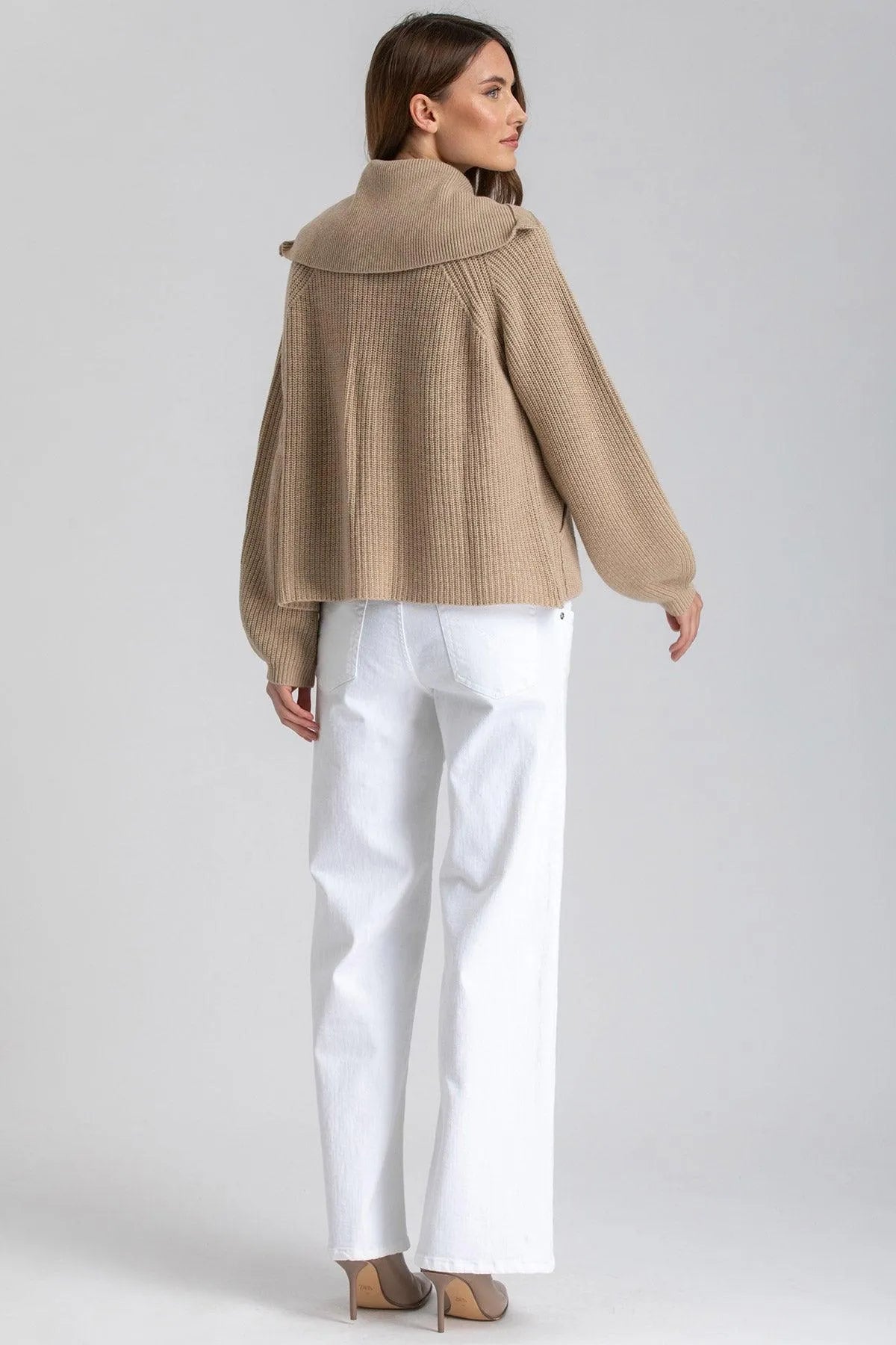 ZERMATT | Cardigan Beige in Lana e Cashmere con Cerniera - Pietro Brunelli