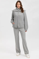 ZERMATT | Cardigan Grigia in Lana e Cashmere con Cerniera