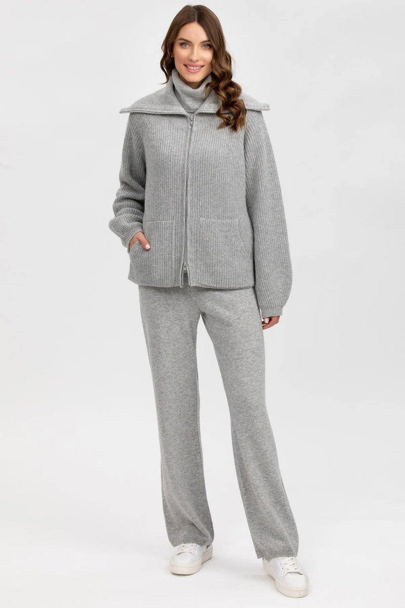 ZERMATT | Cardigan Grigia in Lana e Cashmere con Cerniera