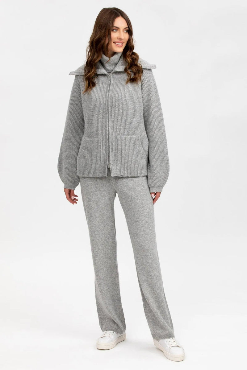ZERMATT | Cardigan Grigia in Lana e Cashmere con Cerniera
