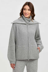 ZERMATT | Cardigan Grigia in Lana e Cashmere con Cerniera
