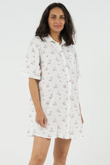 ELINOR | Camicia da Notte Premaman e Allattamento con Fantasia Orsetti